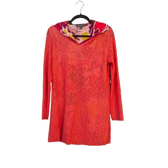 Title Nine Coral Orange Swim Coverup Sunbuster M Long Sleeve Pullover Rashguard - Picture 1 of 10